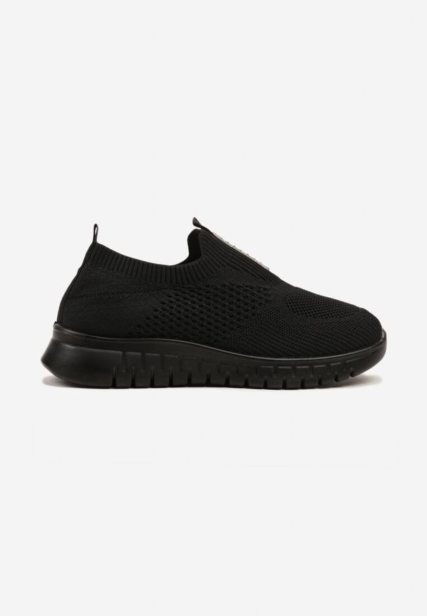 Born2be - Czarne Buty Sportowe z Elastyczną Cholewką Clezenne. Okazja: na co dzień. Kolor: czarny. Materiał: jeans. Szerokość cholewki: normalna