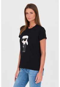 Karl Lagerfeld - KARL LAGERFELD Czarny damski t-shirt Karl, Rozmiar XS. Kolor: czarny #5
