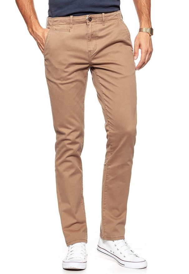 Wrangler - WRANGLER SPODNIE MĘSKIE CHINO TOBACCO BROWN W14LCF81A $. Materiał: tkanina, elastan, materiał