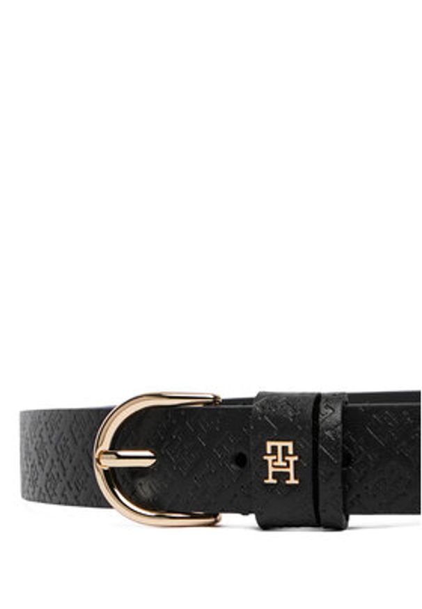 TOMMY HILFIGER - Tommy Hilfiger Pasek Damski Ess Effortless 2.5 Go Mono AW0AW18856 Czarny. Kolor: czarny. Materiał: skóra