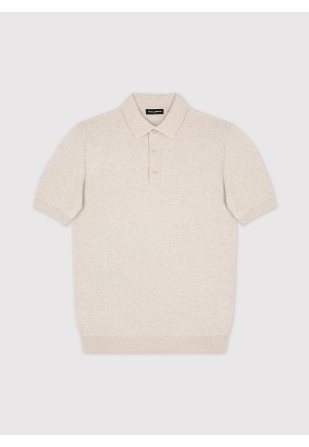 Pako Lorente - PAKO LORENTE - Beżowy swetrowy t-shirt polo. Okazja: na co dzień. Typ kołnierza: polo. Kolor: niebieski, czarny, beżowy. Materiał: bawełna, jedwab. Długość rękawa: krótki rękaw. Długość: krótkie. Styl: casual, elegancki
