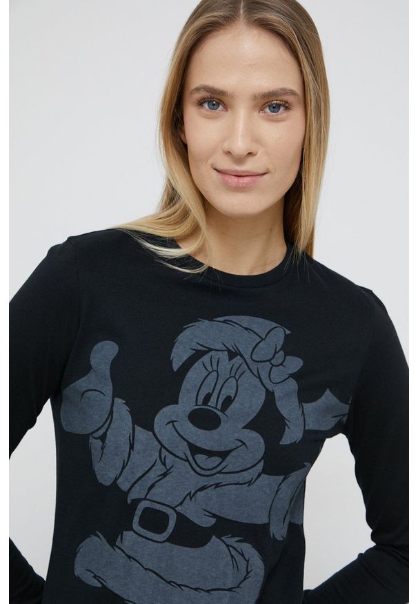 only - Only Komplet piżamowy x Disney kolor czarny bawełniana. Kolor: czarny. Materiał: bawełna. Długość: długie. Wzór: motyw z bajki