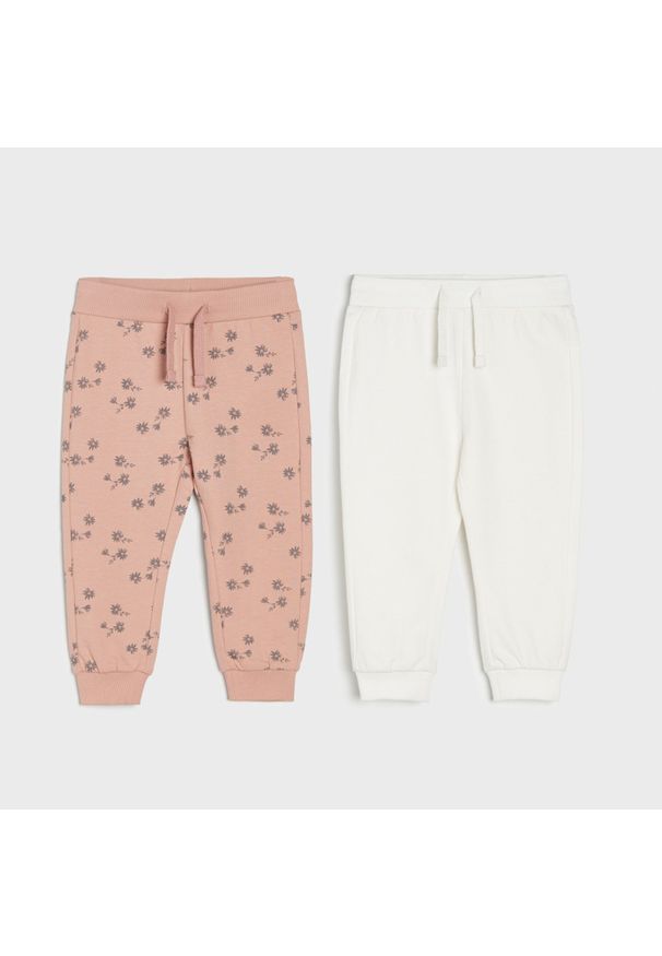 Sinsay - Spodnie dresowe 2 pack - Różowy. Kolor: różowy. Materiał: dresówka
