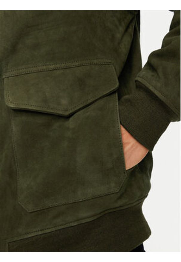 Schott NYC Kurtka skórzana LC2410S Zielony Regular Fit. Kolor: zielony. Materiał: skóra