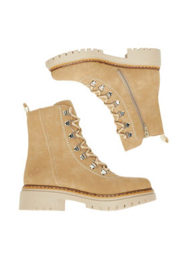 Rieker Trzewiki 72643-60 Beżowy. Kolor: beżowy. Materiał: materiał