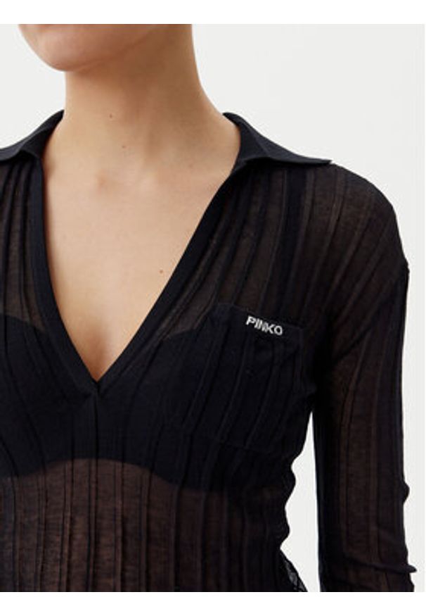 Pinko - PINKO Bluzka Rex Ford Polo 105151 A2LS Czarny Slim Fit. Typ kołnierza: polo. Kolor: czarny. Materiał: bawełna