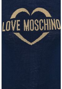 Love Moschino Sweter wełniany damski kolor granatowy. Okazja: na co dzień. Kolor: niebieski. Materiał: wełna. Styl: casual #2