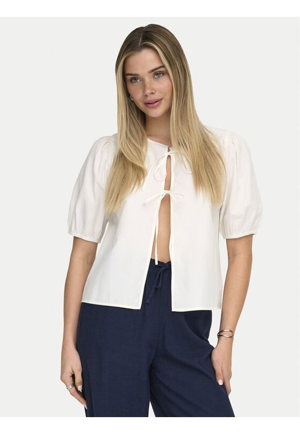 only - ONLY Bluzka Jenna 15368592 Kremowy Regular Fit. Kolor: kremowy. Materiał: bawełna