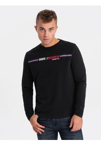 Ombre Clothing - Longsleeve męski z nadrukiem - czarny V1 OM-LSPT-0119 - S. Kolor: czarny. Materiał: bawełna. Długość rękawa: długi rękaw. Długość: długie. Wzór: nadruk #5