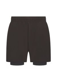 TOMBO - Męskie Dwuwarstwowe Spodenki Sportowe. Kolor: zielony, wielokolorowy, czarny, brązowy