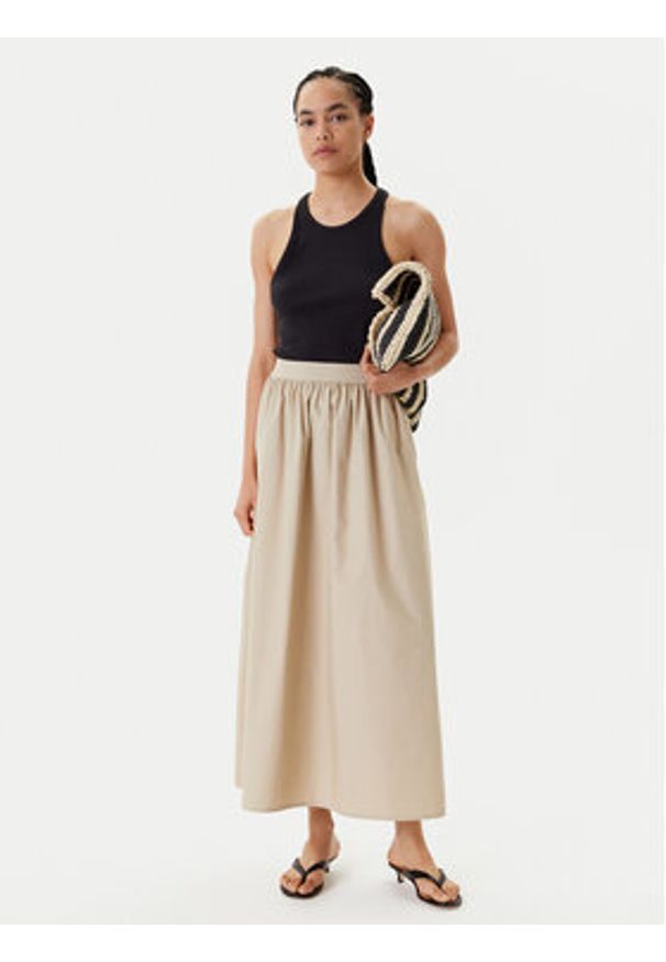 United Colors of Benetton - United Colors Of Benetton Spódnica maxi 4TPUD004I Beżowy Regular Fit. Kolor: beżowy. Materiał: bawełna