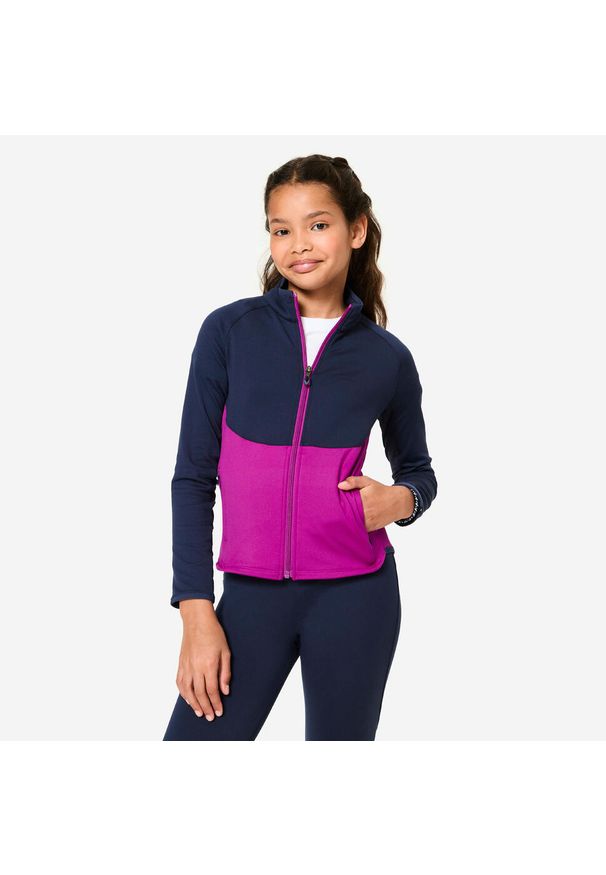 Decathlon - Dres dziecięcy Domyos. Kolor: wielokolorowy, niebieski, fioletowy. Materiał: materiał, poliester, elastan. Styl: sportowy