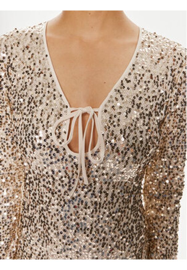 ROTATE Sukienka wieczorowa Sienna 1126261531 Złoty Slim Fit. Kolor: złoty. Materiał: syntetyk. Styl: wizytowy