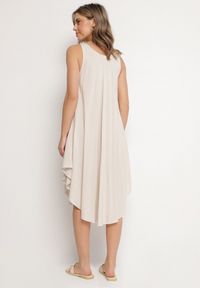 Born2be - Jasnobeżowa Rozkloszowana Sukienka z Bawełny Tesaxelle. Okazja: na spotkanie biznesowe, na co dzień. Kolor: beżowy. Materiał: bawełna. Typ sukienki: proste. Styl: elegancki, casual, biznesowy #6
