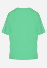 Born2be - Zielony Bawełniany T-shirt z Ozdobnym Nadrukiem Delmari. Okazja: na co dzień, na spacer. Kolor: zielony. Materiał: bawełna. Wzór: nadruk. Styl: klasyczny, casual #5
