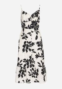 Born2be - Czarna Ażurowa Sukienka z Bawełny o Rozkloszowanym Kroju na Ramiączkach Nitaria. Okazja: na spacer, na imprezę, na co dzień. Typ kołnierza: dekolt w kształcie V. Kolor: biały. Materiał: bawełna. Długość rękawa: na ramiączkach. Wzór: ażurowy. Sezon: lato. Styl: casual #6