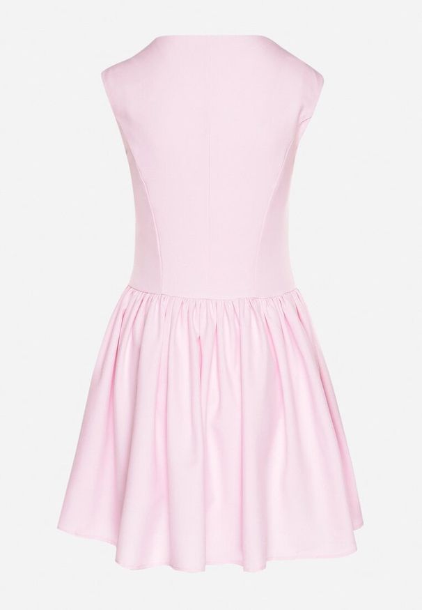 Born2be - Różowa Rozkloszowana Sukienka Ozdobiona Kwadratowym Dekoltem Halelira. Okazja: na co dzień. Typ kołnierza: dekolt kwadratowy. Kolor: różowy. Wzór: aplikacja. Typ sukienki: rozkloszowane, proste. Styl: klasyczny, casual, elegancki