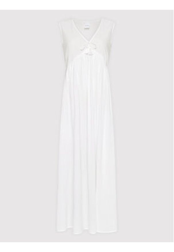Max Mara Beachwear Sukienka letnia Volante 32210128 Biały Regular Fit. Kolor: biały. Materiał: bawełna. Sezon: lato