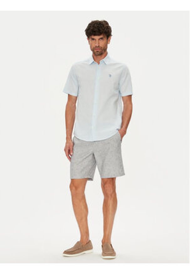 U.S. Polo Assn. Koszula MUP3254 Błękitny Regular Fit. Typ kołnierza: polo. Kolor: niebieski. Materiał: bawełna