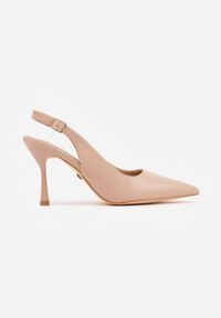 Renee - Beżowe Eleganckie Szpilki Slingback VICES z Wkładką ze Skóry Naturalnej Madede. Okazja: na randkę, na wesele, na ślub cywilny, na imprezę. Nosek buta: szpiczasty. Zapięcie: pasek. Kolor: beżowy. Materiał: skóra. Obcas: na szpilce. Styl: elegancki #3