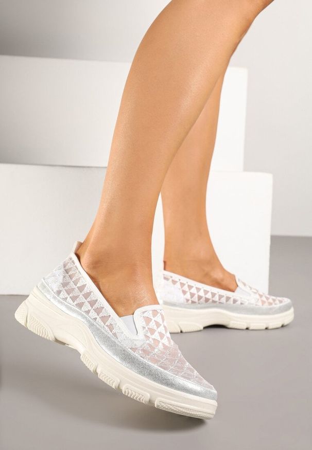 Born2be - Białe Siateczkowe Półbuty w Sportowym Stylu Odalisse. Okazja: na co dzień. Kolor: biały. Styl: sportowy