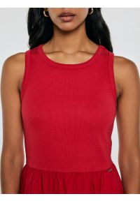 Big-Star - Sukienka damska midi bawełniana czerwona Kamasi 603. Okazja: na co dzień. Kolor: czerwony. Materiał: bawełna. Długość rękawa: na ramiączkach. Styl: casual. Długość: midi #7