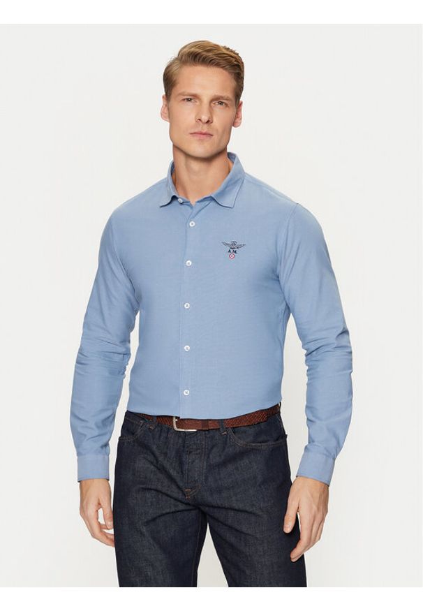 Aeronautica Militare Koszula 242CA1266CT3407 Niebieski Slim Fit. Kolor: niebieski. Materiał: bawełna