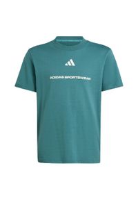 Adidas - Koszulka adidas Boys Slogan Single Jersey Kids. Kolor: niebieski. Materiał: jersey