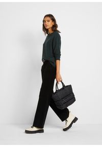 bonprix - Sweter melanżowy z okrągłym dekoltem. Kolor: zielony. Materiał: dzianina. Wzór: melanż #2