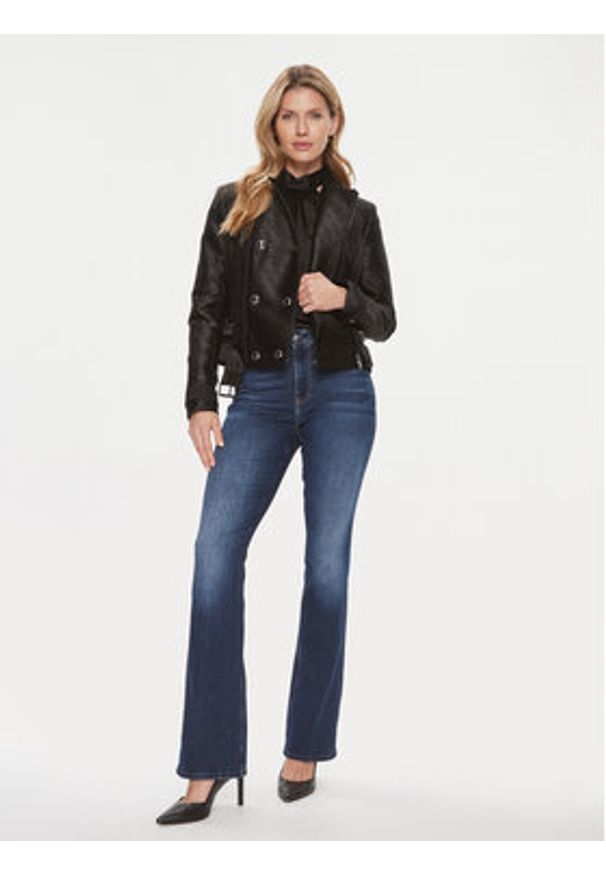 Guess Kurtka z imitacji skóry Olivia Moto Jacket W3YL25 WFIR2 Czarny Regular Fit. Kolor: czarny. Materiał: syntetyk