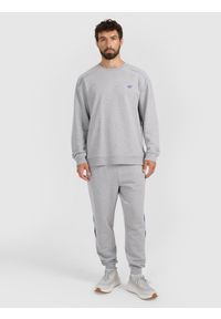 4f - 4F Bluza dresowa nierozpinana bez kaptura męska - szara L. Okazja: na co dzień. Typ kołnierza: bez kaptura. Kolor: szary. Materiał: dresówka. Wzór: nadruk. Styl: casual