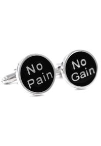 Modini - No Pain No Gain - srebrno-czarne spinki do mankietów U10. Kolor: srebrny, czarny, wielokolorowy #1