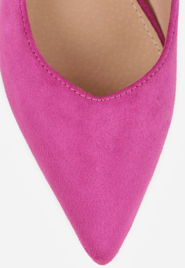 Renee - Fuksjowe Sandały Slingback Vices z Wkładką ze Skóry Naturalnej Annisae. Okazja: na spotkanie biznesowe. Zapięcie: sprzączka. Kolor: różowy. Materiał: skóra. Obcas: na obcasie. Styl: biznesowy, elegancki, klasyczny. Wysokość obcasa: niski