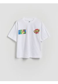 Reserved - Bawełniany t-shirt - biały. Kolor: biały. Materiał: bawełna