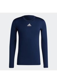 Adidas - Koszulka z długim rękawem adidas Techfit. Kolor: niebieski. Długość rękawa: długi rękaw. Technologia: Techfit (Adidas). Długość: długie. Sport: piłka nożna