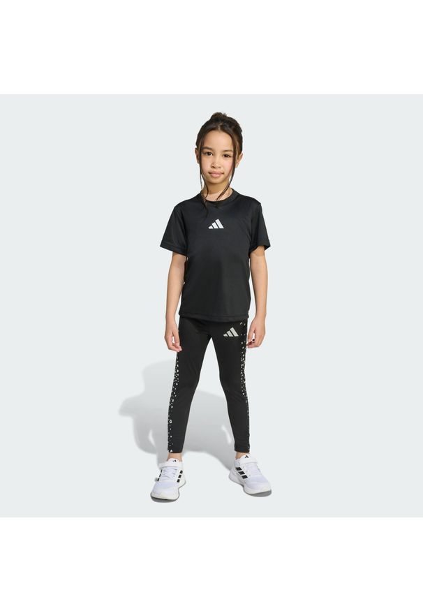 Adidas - Zestaw Train Essentials Glam Print Sport Kids. Kolor: wielokolorowy, czarny, szary. Wzór: nadruk. Styl: sportowy