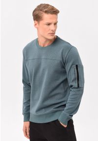 Volcano - Gładka bluza B-NECK. Typ kołnierza: bez kaptura. Kolor: niebieski. Materiał: dresówka, bawełna, materiał. Wzór: gładki. Styl: klasyczny, elegancki