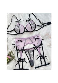 Intica - Komplet koronkowej bielizny na romantyczne wieczory Betsie. Kolor: fioletowy. Materiał: koronka. Wzór: koronka #1