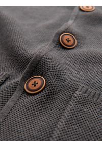 Ombre Clothing - Dzianinowy męski kardigan z kieszeniami i ozdobnymi guzikami – grafitowy melanż V2. Okazja: na co dzień. Kolor: szary. Materiał: dzianina. Wzór: melanż. Styl: casual, elegancki #6