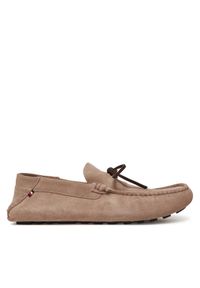 TOMMY HILFIGER - Tommy Hilfiger Mokasyny Hilfiger Folded Suede Driver FM0FM05385 Beżowy. Kolor: beżowy. Materiał: zamsz, skóra
