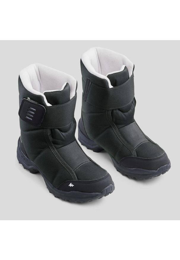 quechua - Buty turystyczne śniegowce dla dzieci Quechua SH100 Warm wodoodporne. Zapięcie: rzepy. Kolor: czarny. Sezon: zima. Sport: turystyka piesza