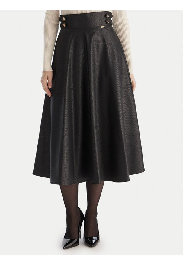 Fracomina Spódnica z imitacji skóry FS25WG2001P41101 Czarny Regular Fit. Kolor: czarny. Materiał: skóra