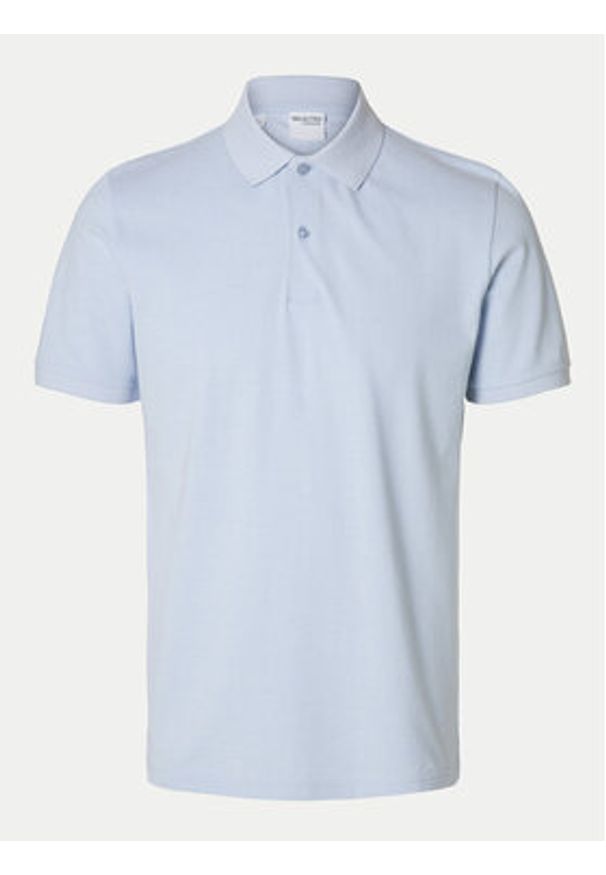 Selected Homme Polo 16095851 Błękitny Slim Fit. Typ kołnierza: polo. Kolor: niebieski. Materiał: bawełna