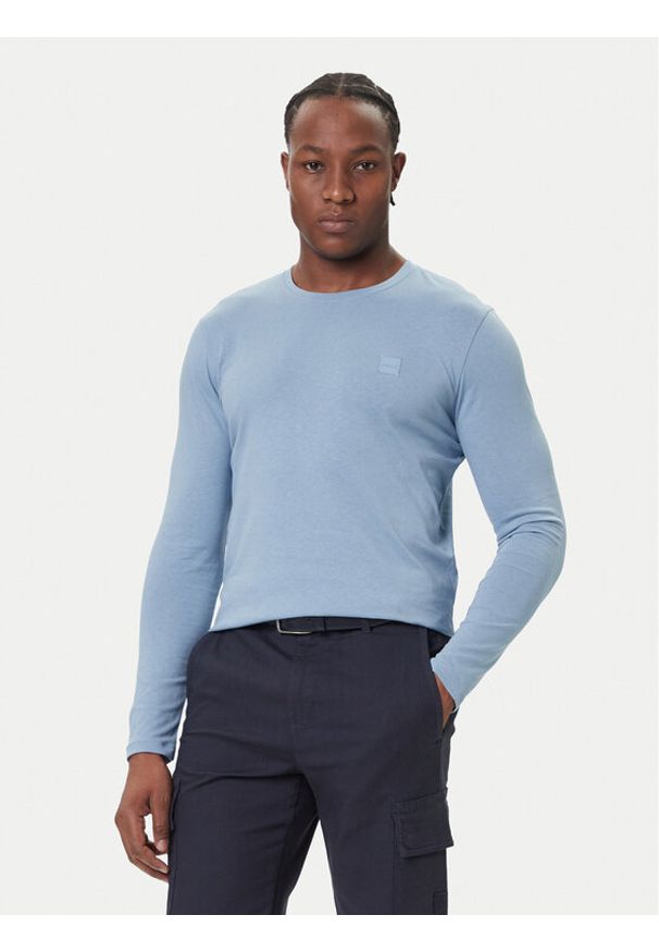 BOSS Longsleeve Tacks 50512111 Błękitny Regular Fit. Kolor: niebieski. Materiał: bawełna. Długość rękawa: długi rękaw