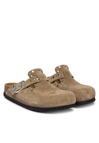 Birkenstock Klapki Boston Rivet 1030418 Beżowy. Kolor: beżowy. Materiał: zamsz, skóra #4