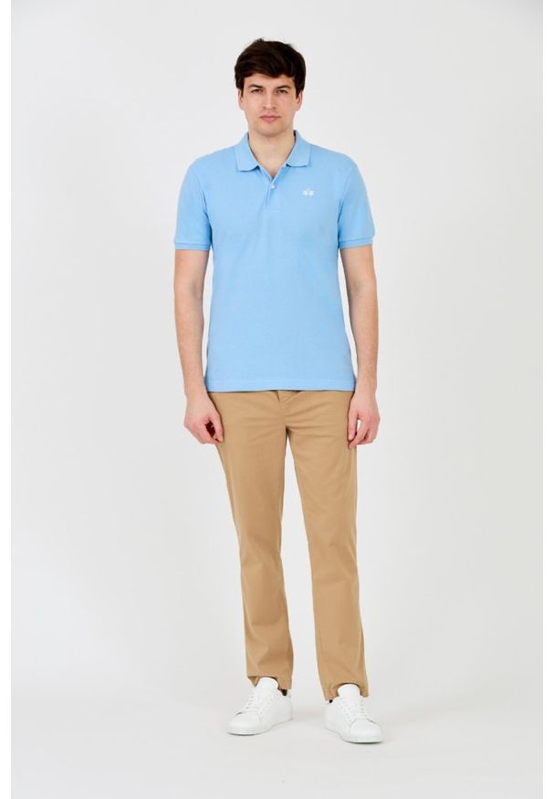 La Martina - LA MARTINA Błękitne męskie polo z małym logo, Rozmiar XL. Typ kołnierza: polo. Kolor: niebieski