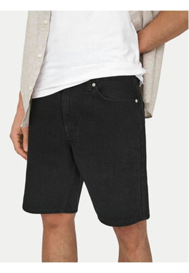 Only & Sons Szorty jeansowe Edge 22028012 Czarny Regular Fit. Kolor: czarny. Materiał: bawełna
