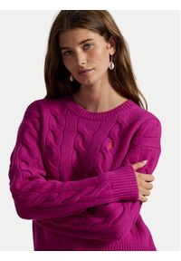Polo Ralph Lauren Sweter 211A91216001 Różowy Straight Fit. Typ kołnierza: polo. Kolor: różowy. Materiał: wełna #4