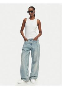 Calvin Klein Jeans Top LV047F239G Biały Slim Fit. Kolor: biały. Materiał: bawełna #2