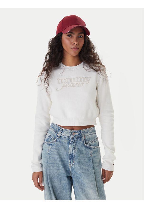 Tommy Jeans Sweter Chenille DW0DW22028 Écru Regular Fit. Materiał: syntetyk